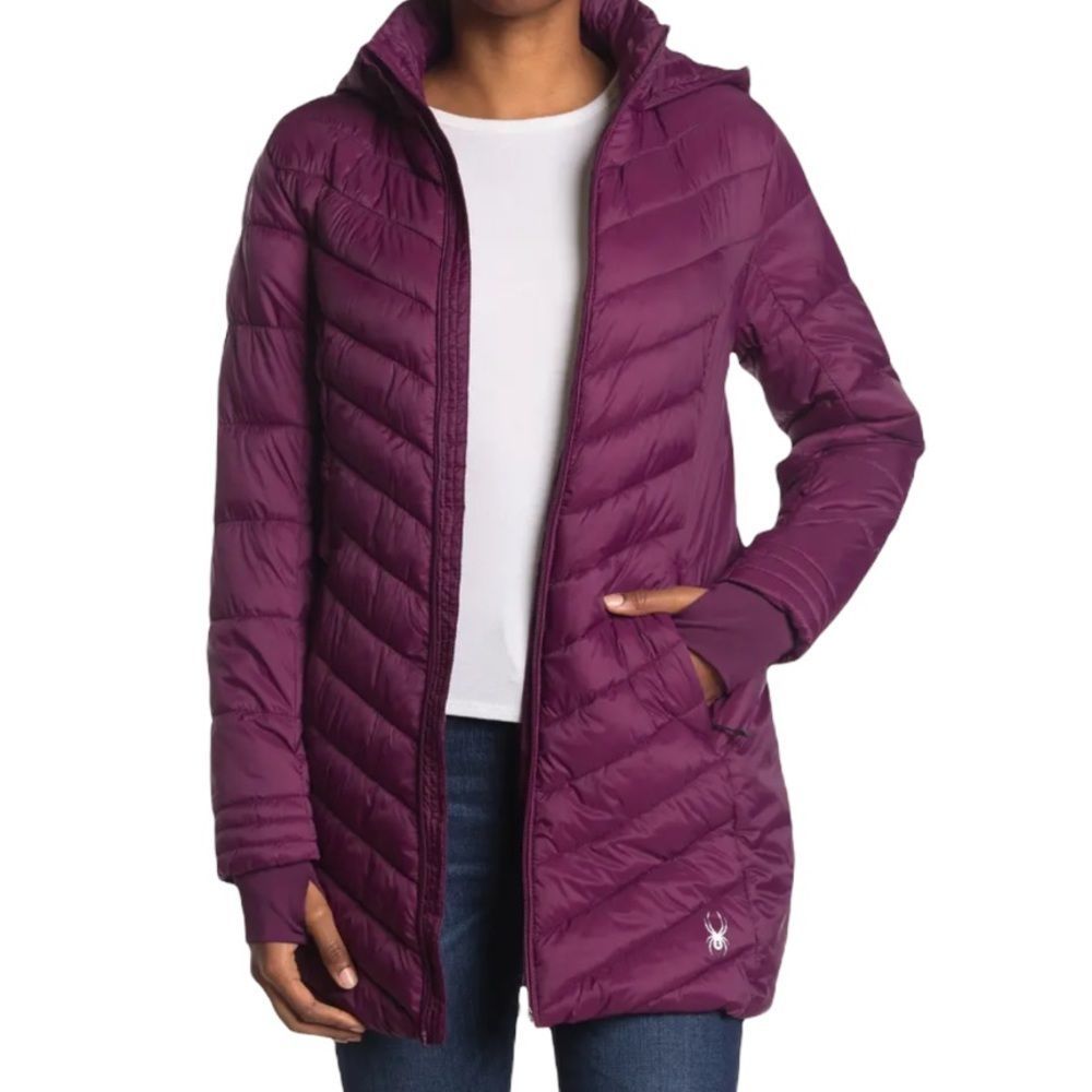 SPYDER Purple Boundless Hooded Long Puffer Jacket Women’s Small 4-6